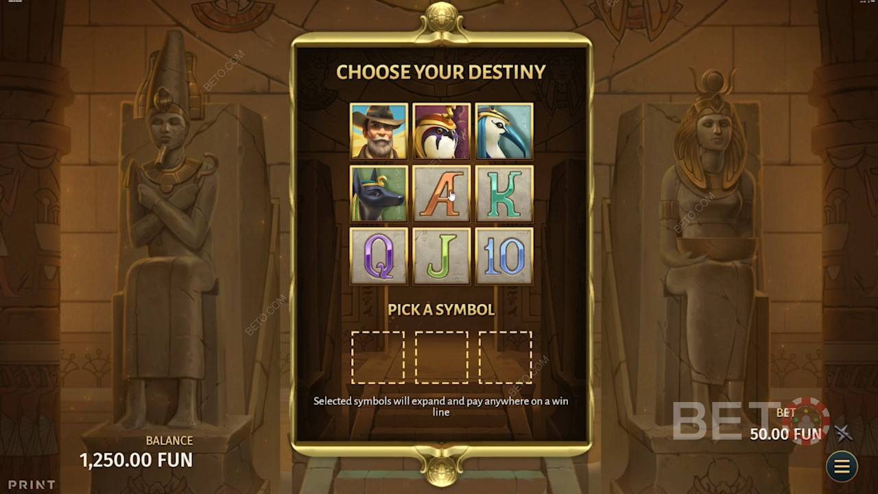 Jako rozšiřující symbol pro bonusovou hru si vyberte některý ze základních symbolů.