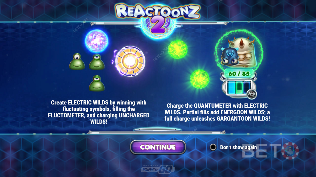 Užijte si několik výher v řadě díky silným symbolům Wild a funkcím - Reactoonz 2 od Play n GO