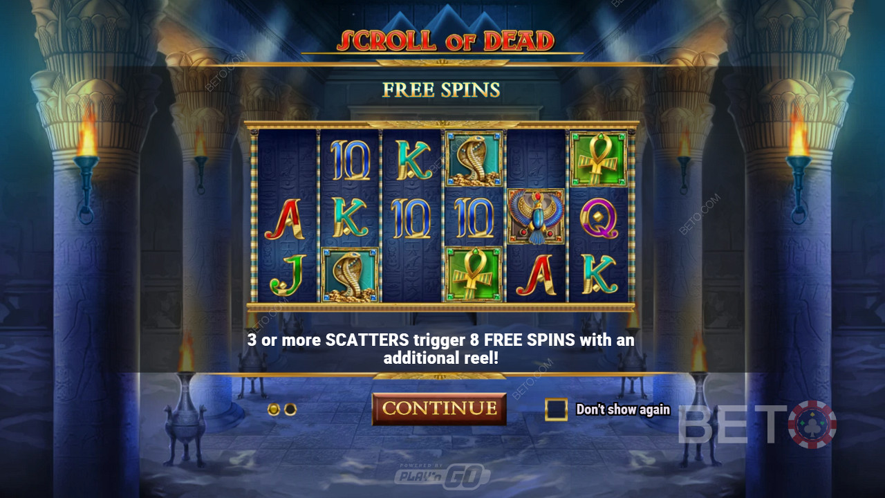Při spuštění režimu Free Spins získáte také 8 bonusových roztočení.