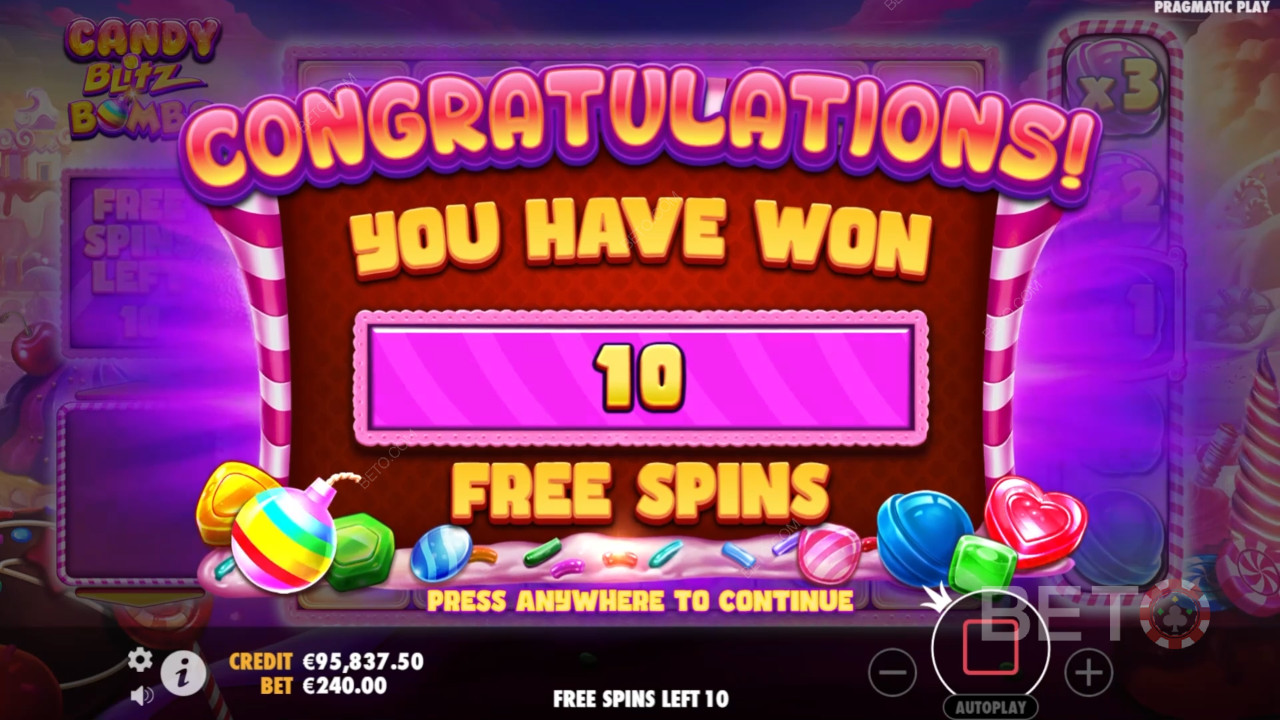 Vyhrajte 5 000x svou sázku ve video automatu Candy Blitz Bombs!