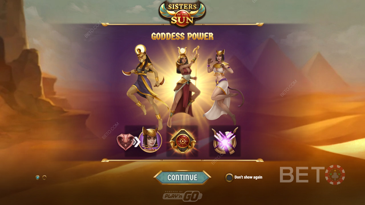 Přeměňte nevýherní roztočení na výherní roztočení prostřednictvím bonusové hry Goddess Power.