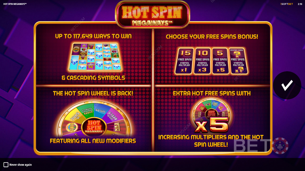 Úvodní obrazovka hry Hot Spin Megaways