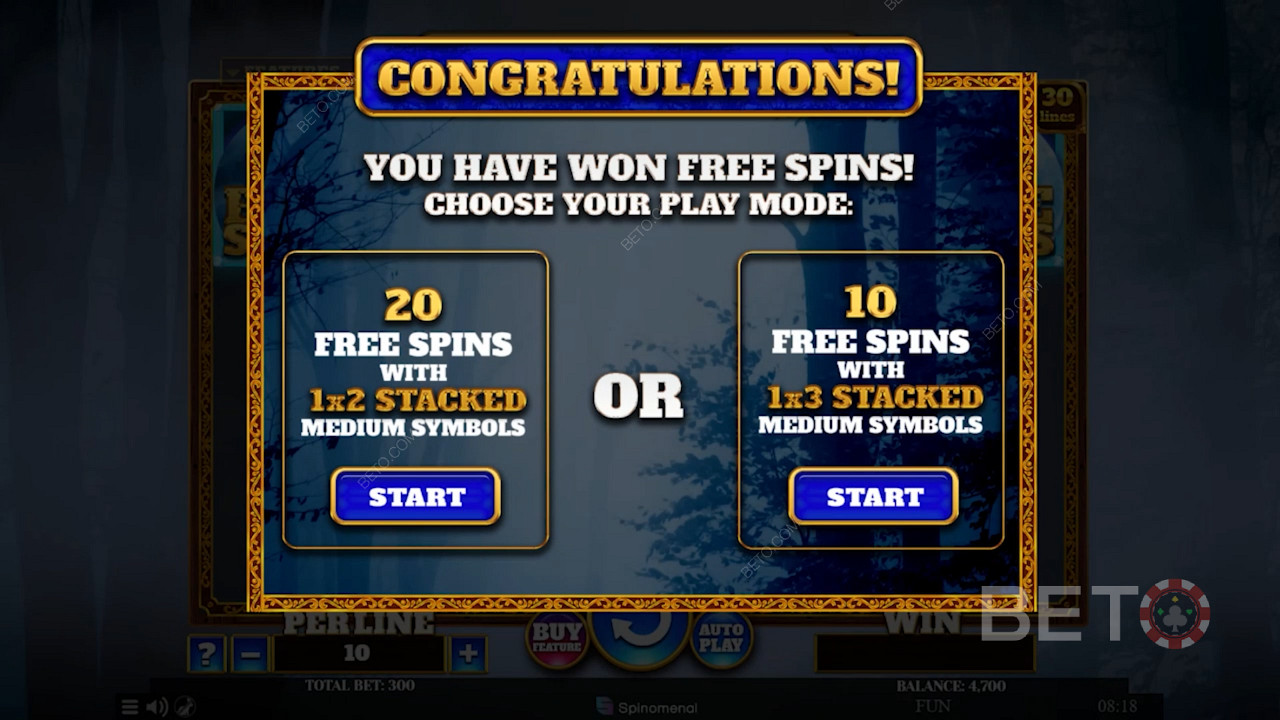 Aktivujte režim Free Spins a vyberte si ze 2 typů bonusů Free Spins.