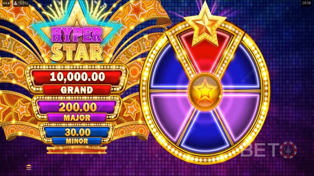 Hráči mohou náhodně vyhrát 1 ze 3 jackpotových cen prostřednictvím jackpotového bonusu.