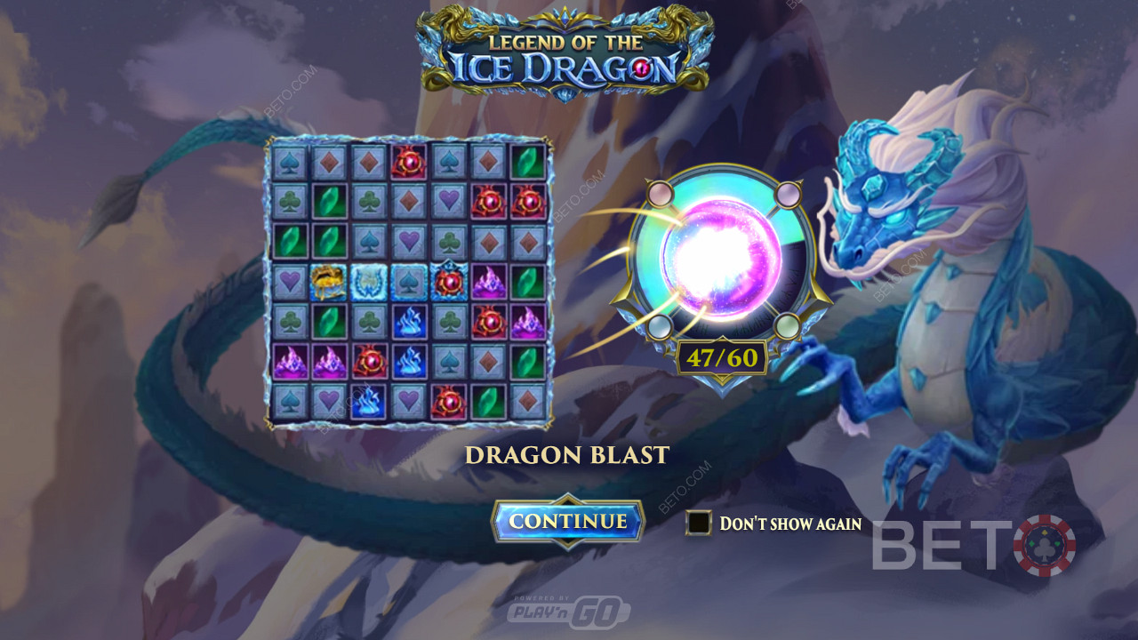 Ve slotu Legend of the Ice Dragon můžete spustit několik výkonných funkcí, jako je například Dragon Blast.
