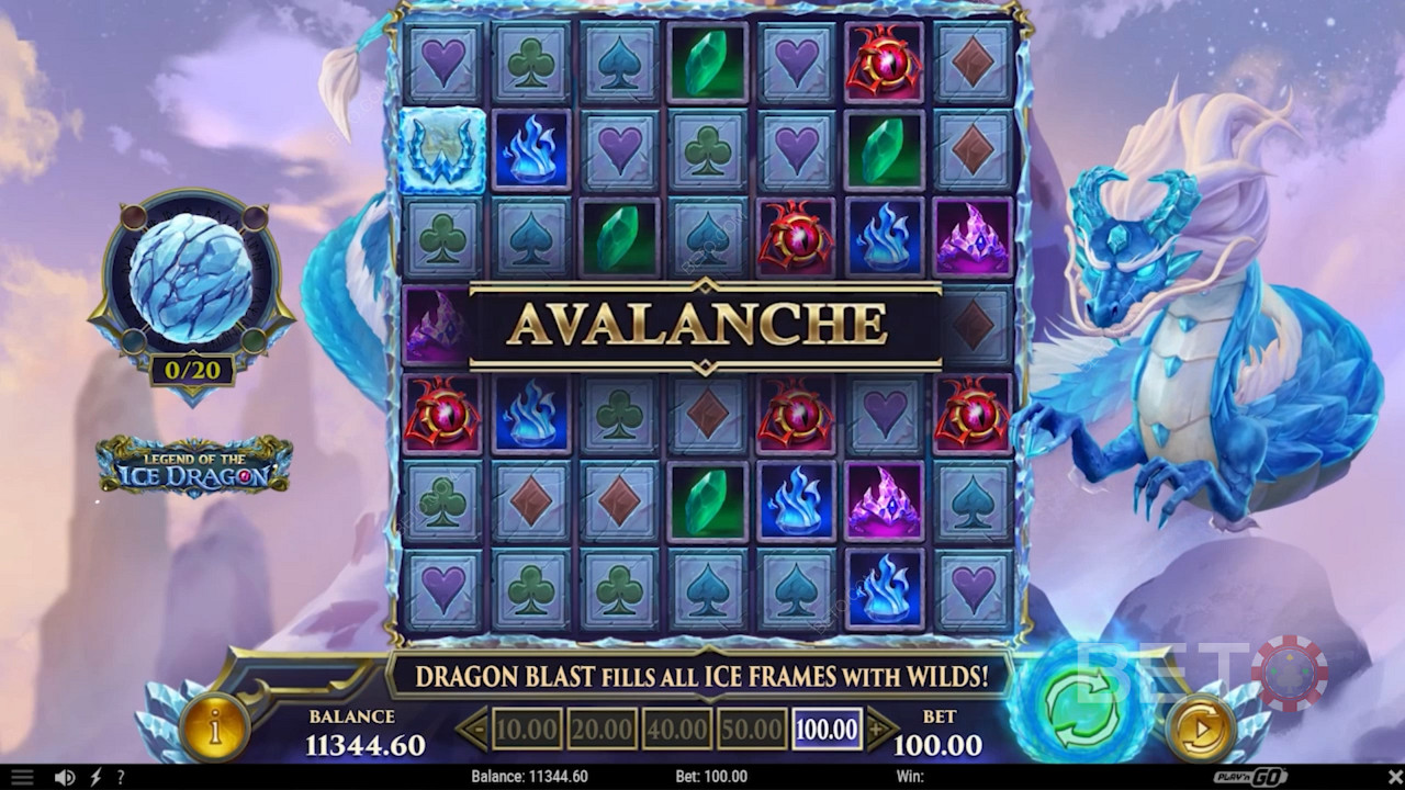 Užijte si náhodnou bonusovou hru Avalanche při nevýherních roztočeních.