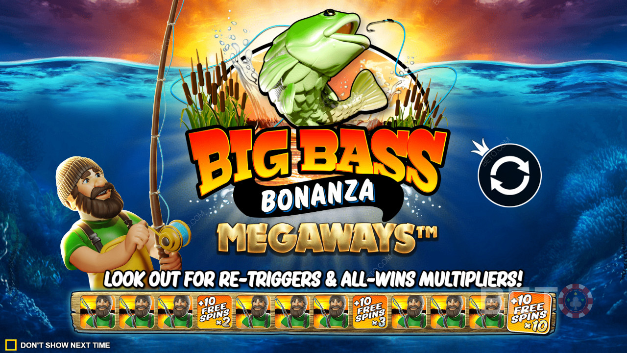 Užijte si opakování bezplatných roztočení s násobiteli výher ve slotu Big Bass Bonanza Megaways