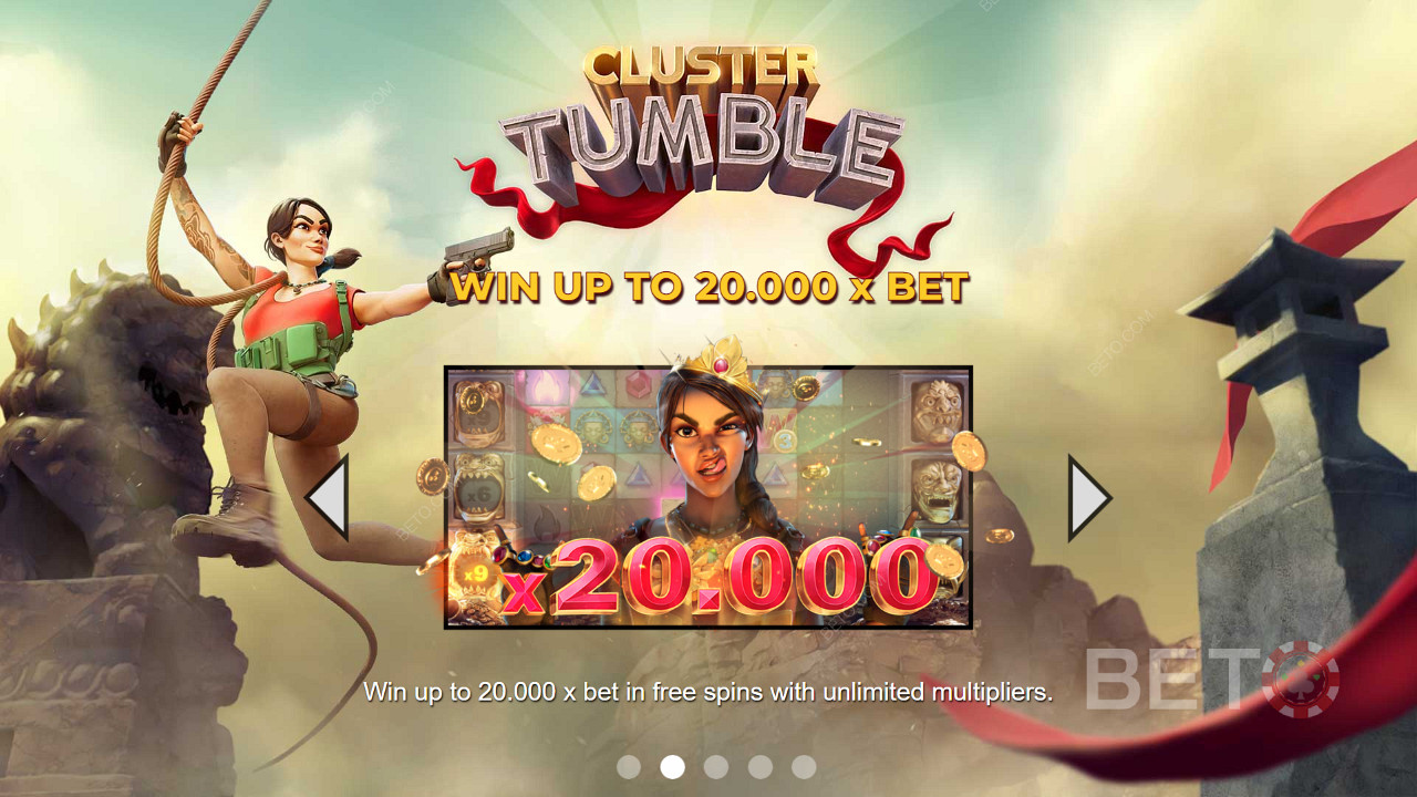 Vyhrajte v online slotu Cluster Tumble až 20 000x vyšší výhry, než je hodnota sázky.