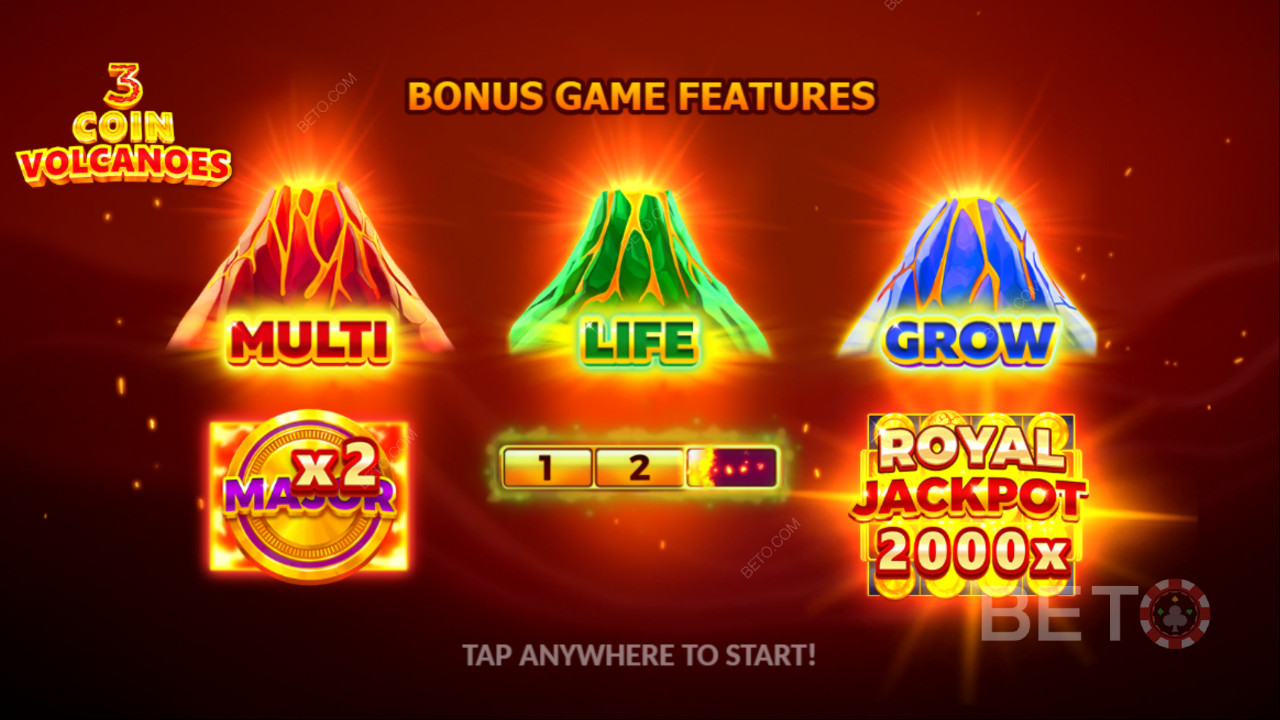 Vyhrajte 2 000x svou sázku v online automatu 3 Coin Volcanoes!