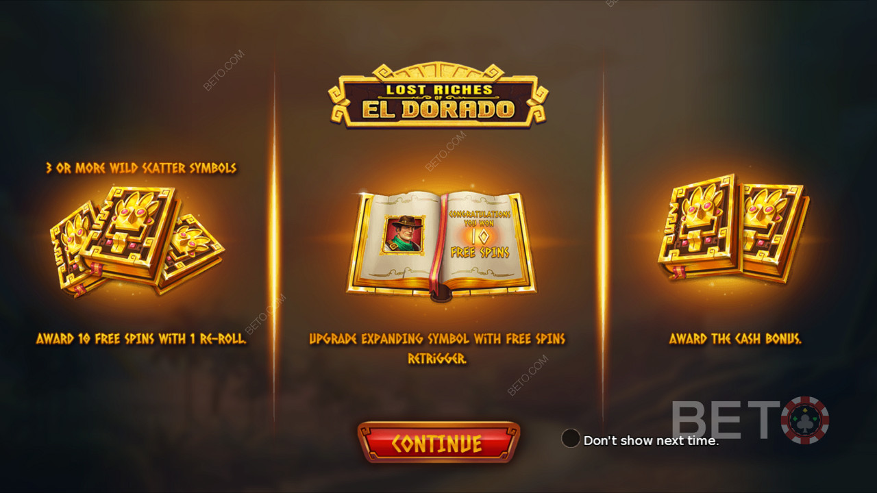 Úvodní obrazovka Lost Riches of El Dorado s informacemi o hře