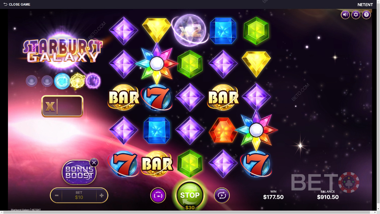 Vyhrajte 25 000x svou sázku ve slotu Starburst Galaxy!