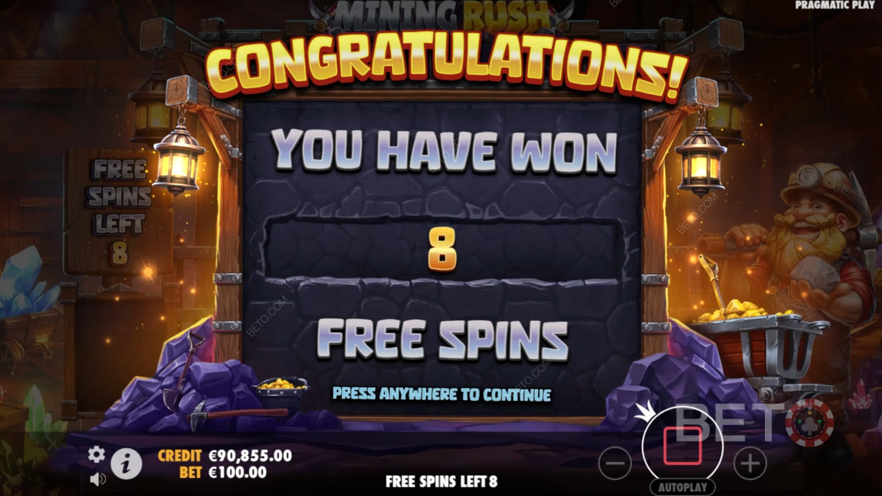 Vysvětlení bonusových funkcí ve hře Mining Rush od Pragmatic Play