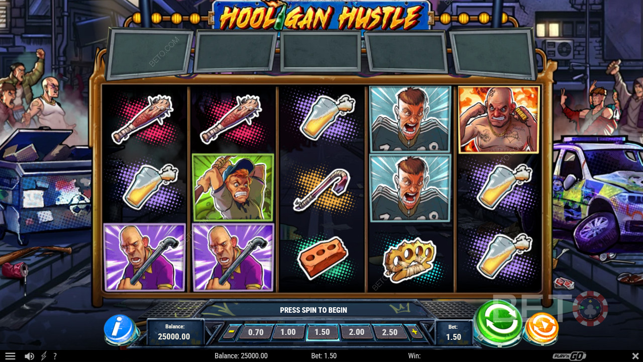 Ve slotu Hooligan Hustle se můžete těšit na několik silných funkcí, jako jsou například Free Spins.