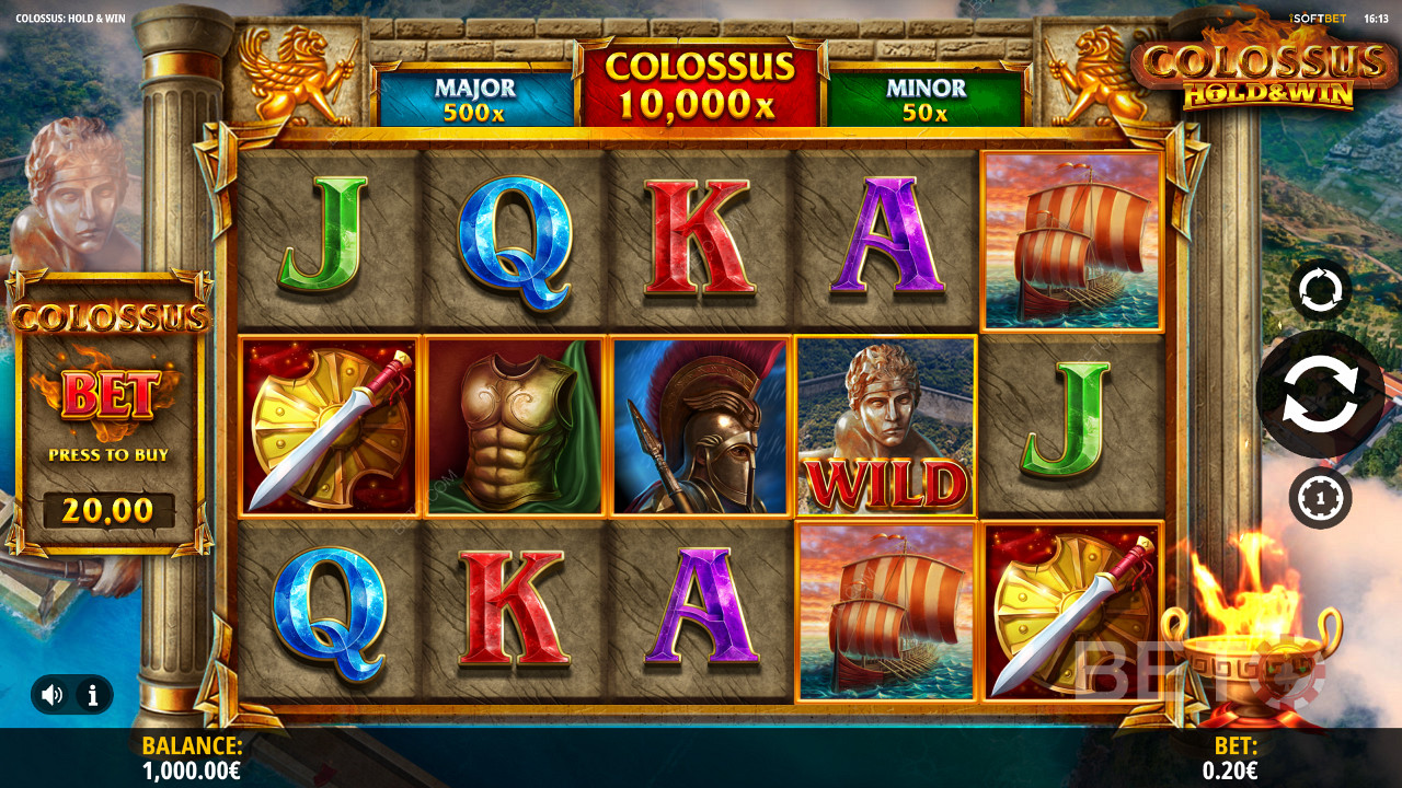 Ve slotu Colossus: Hold and Win můžete vyhrát jackpot v hodnotě až 10 000násobku vaší sázky.