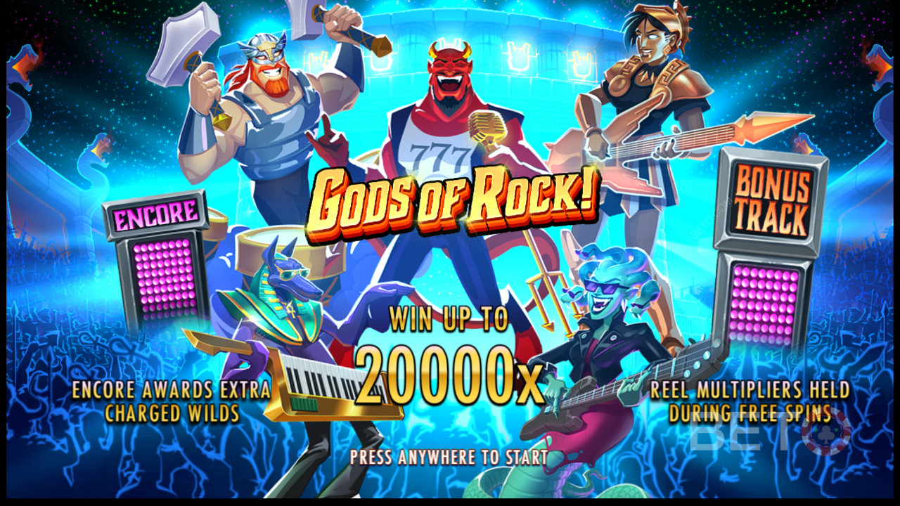 Ve slotu Gods of Rock si můžete užít několik silných bonusových funkcí.