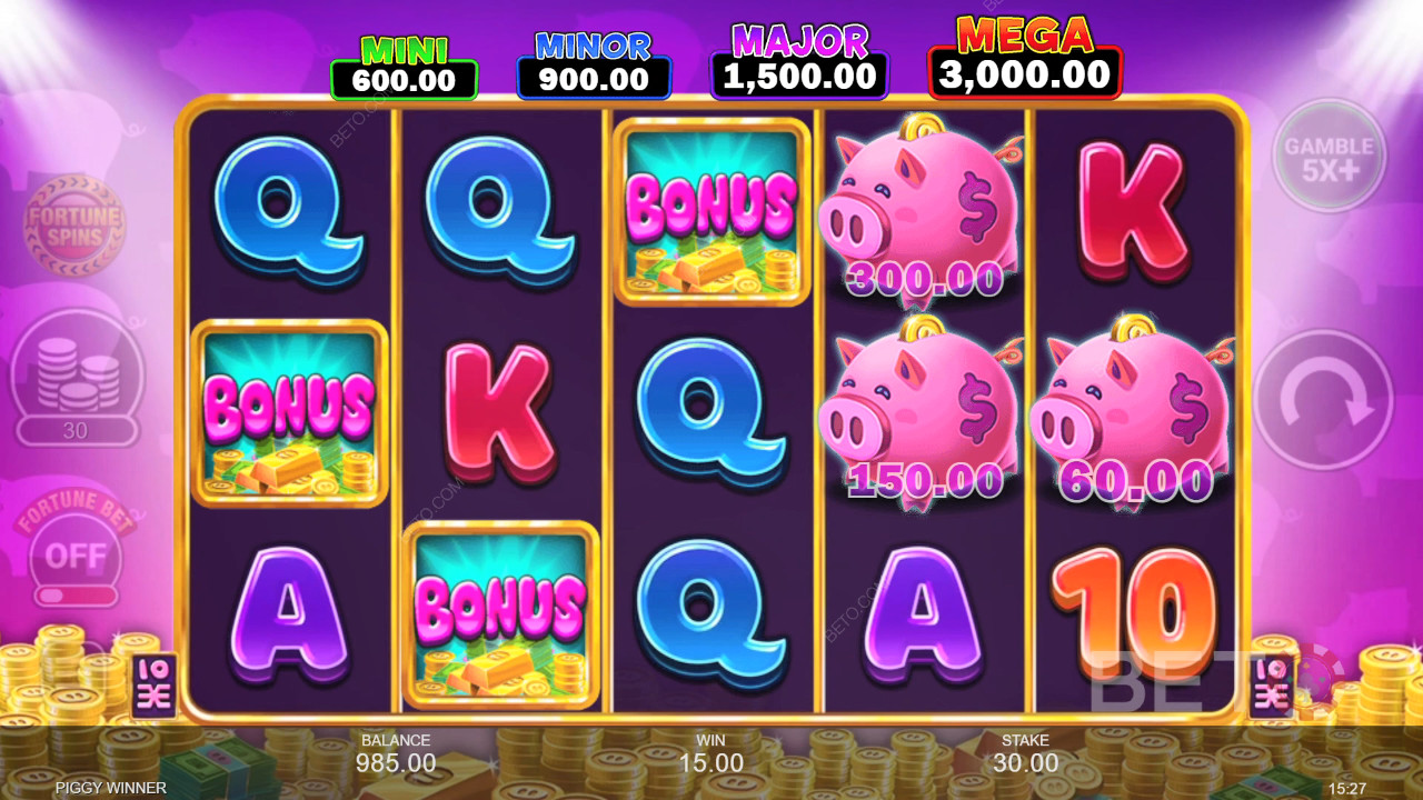 Vysvětlení bonusových funkcí ve hře Piggy Winner od Inspired Gaming