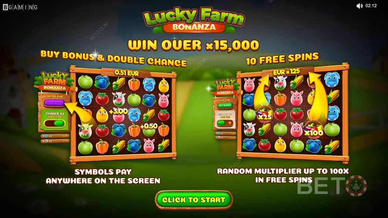 Užijte si násobitele, dvojitou šanci a bezplatná roztočení v kasinové hře Lucky Farm Bonanza