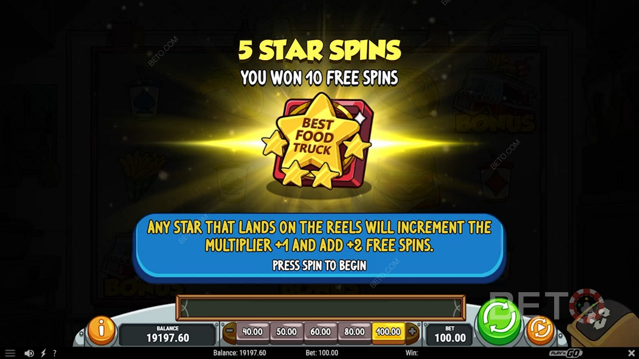 Aktivujte bonusovou hru 5 Star Spins a získejte deset bezplatných roztočení a násobitel výher až x6.