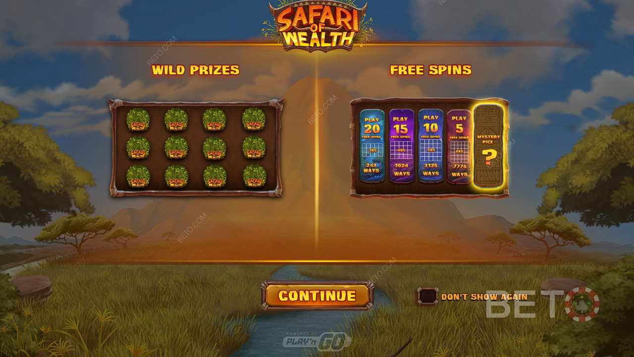 Získejte obrovské výhry díky divokým výhrám a bezplatným roztočením ve slotu Safari of Wealth.