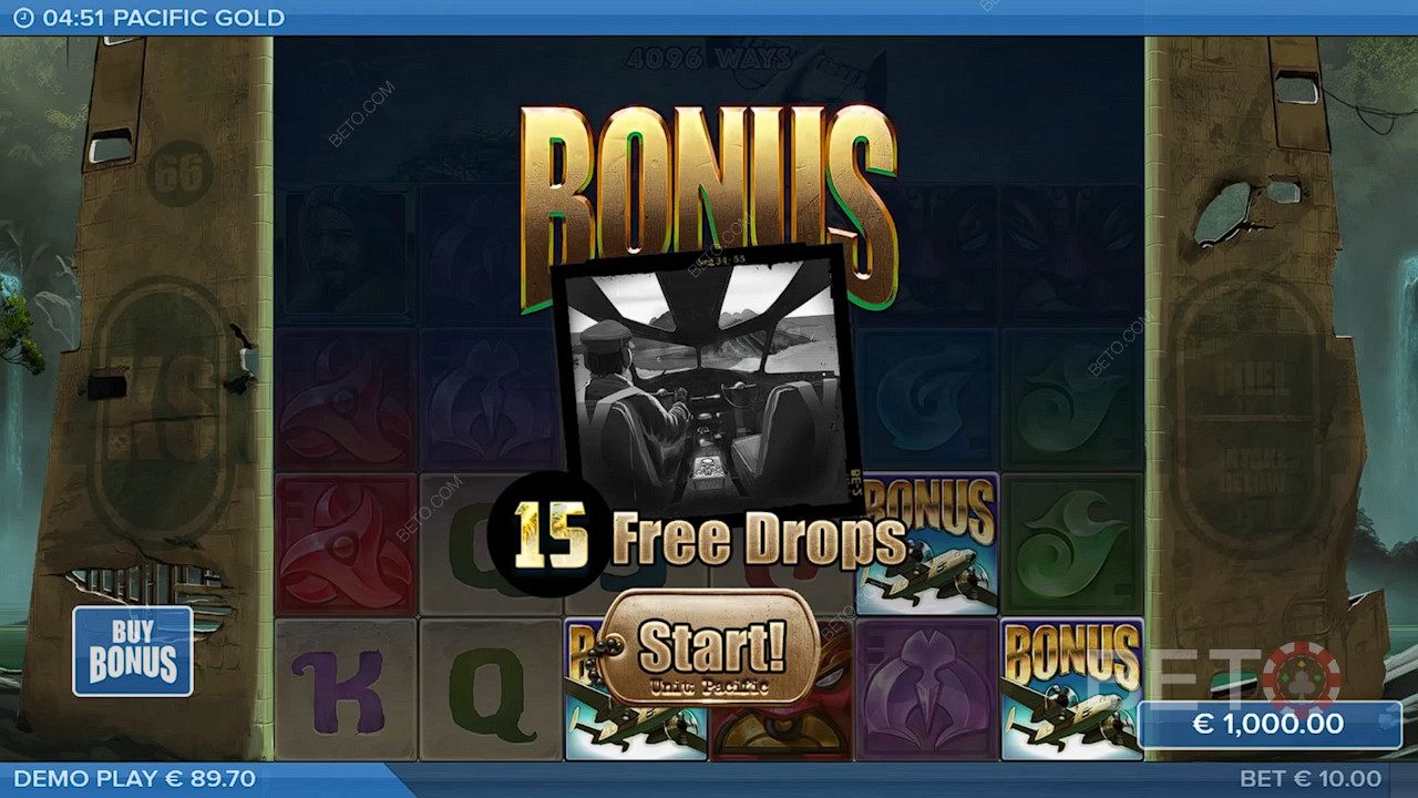 Když padnou3 nebo více bonusových symbolů, spustí se FreeSpins.