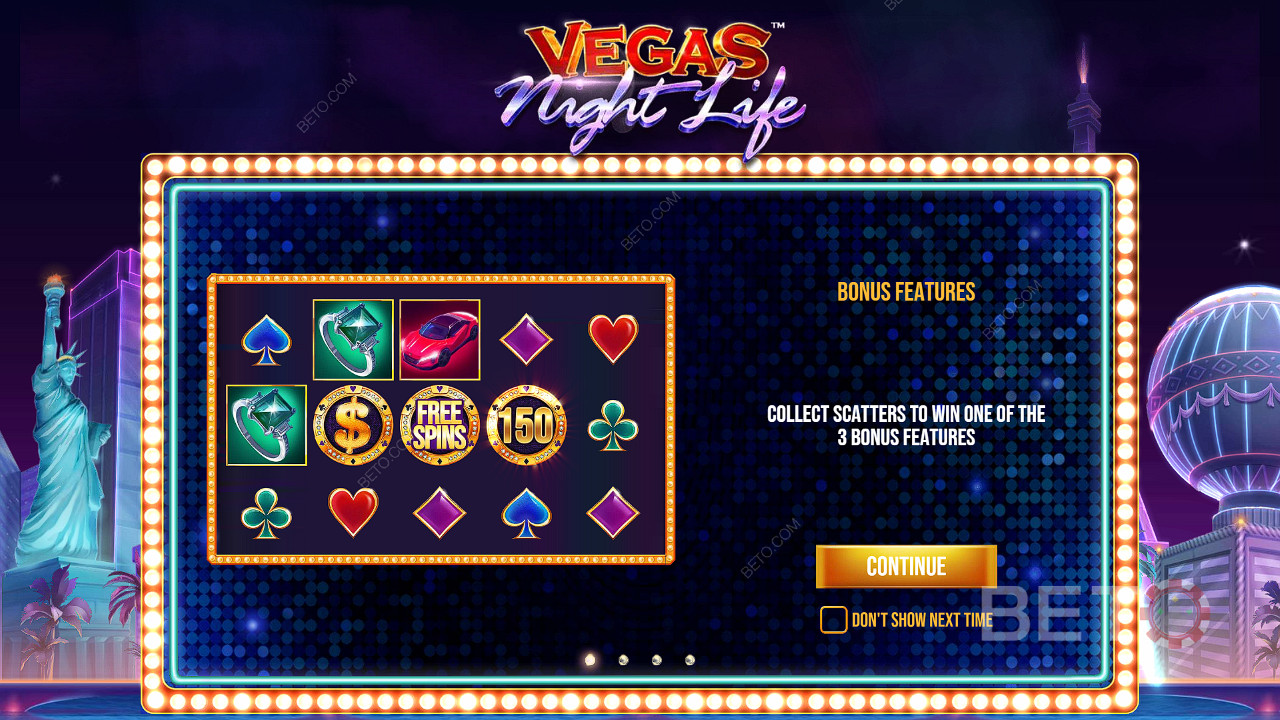 Za 3 symboly Scatter získáte jeden z bonusů ve slotu Vegas Night Life.