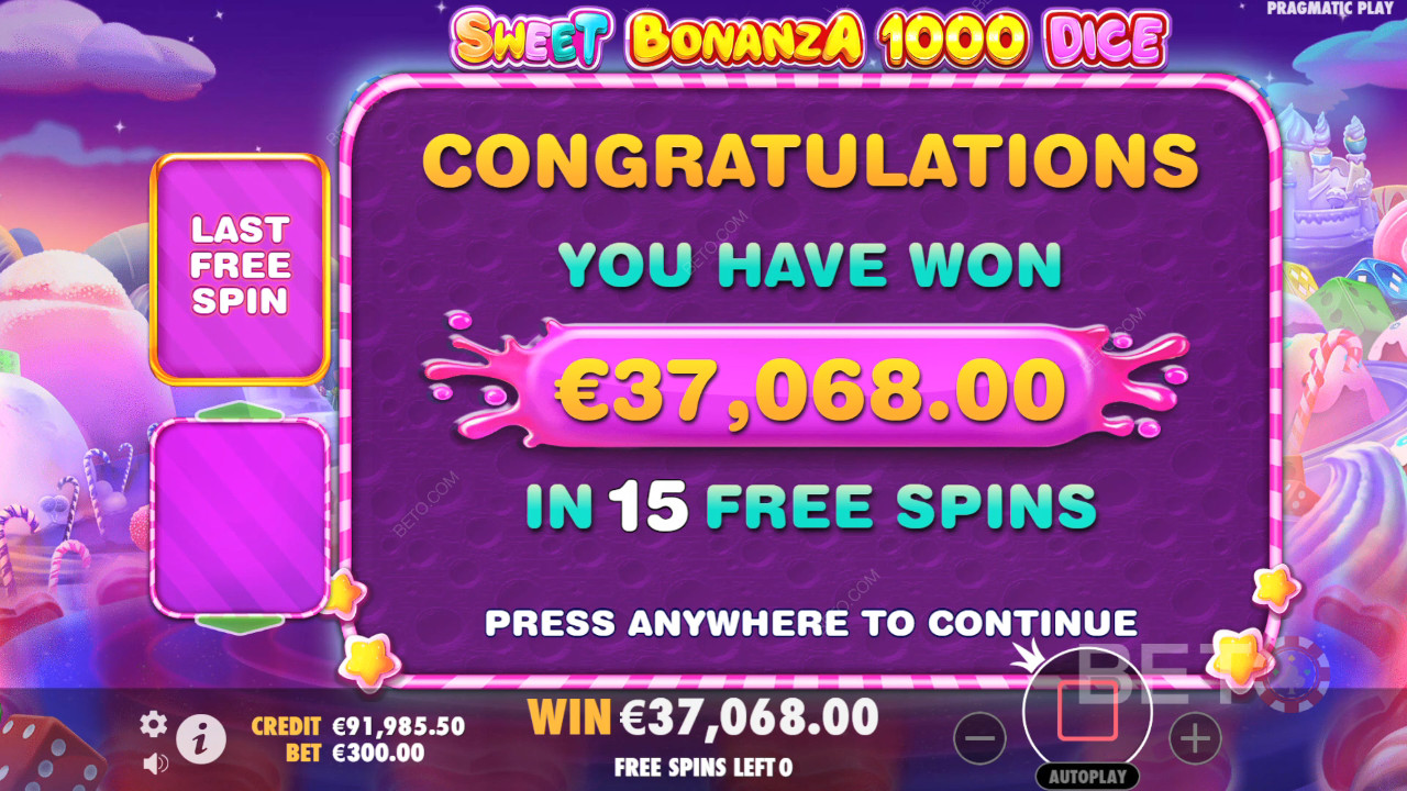 Vyhrajte 25 000x svou sázku v online automatu Sweet Bonanza 1000 Dice!