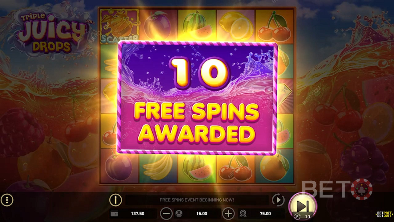 Pokud padnou 3 nebo více symbolů Scatter, získáte exkluzivní bonusové výhody z Free Spins.