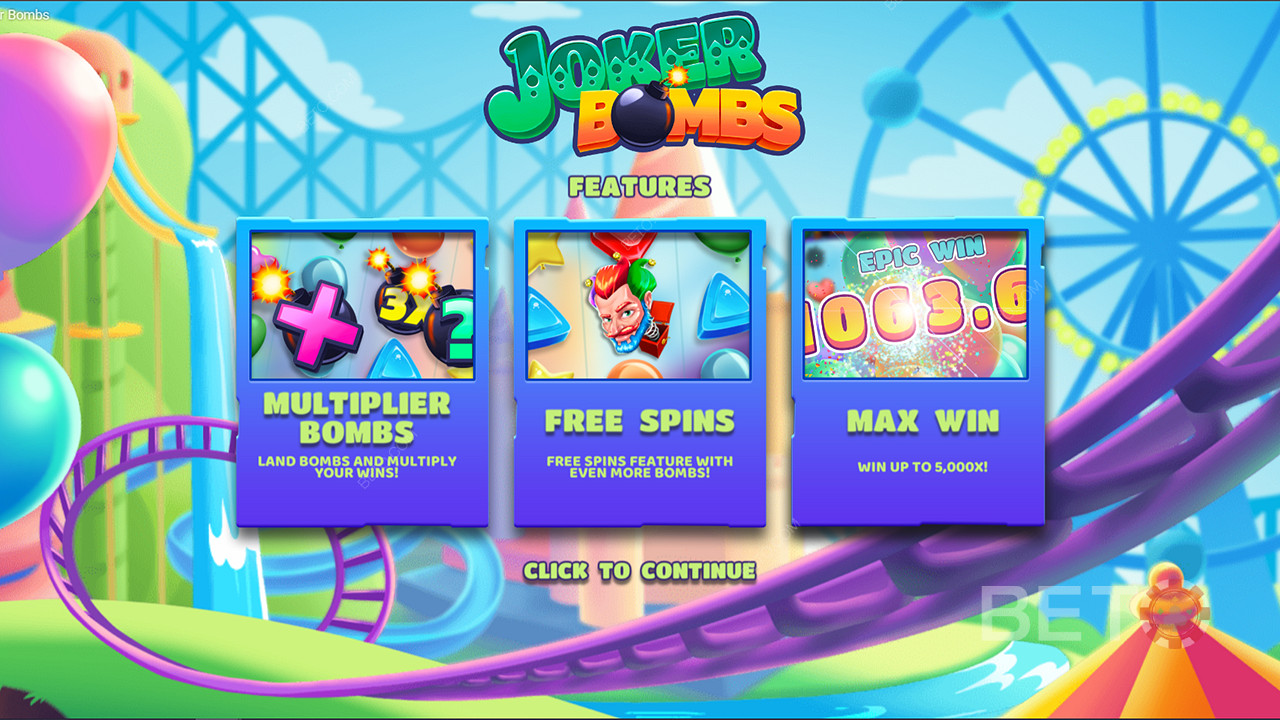 Ve výherním automatu Joker Bombs si můžete užít násobící bomby, bezplatná roztočení a další funkce.