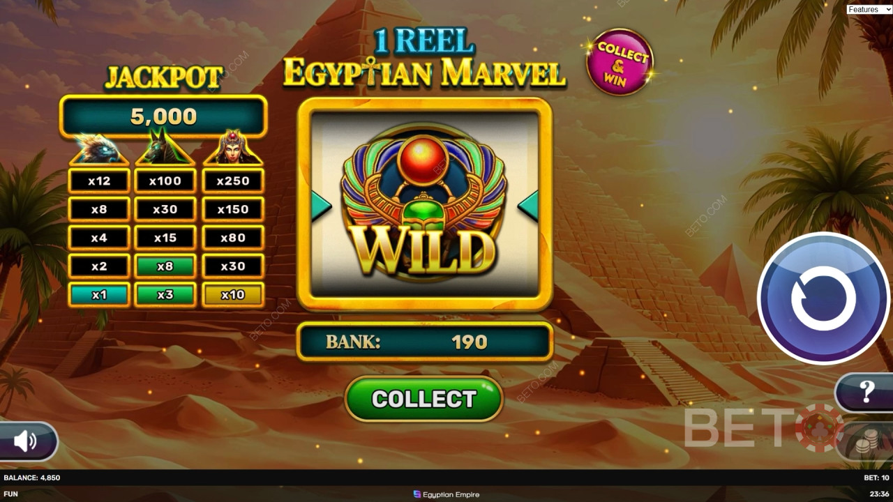 Bonusové funkce vysvětlené v 1 válci - Egyptian Marvel by Spinomenal