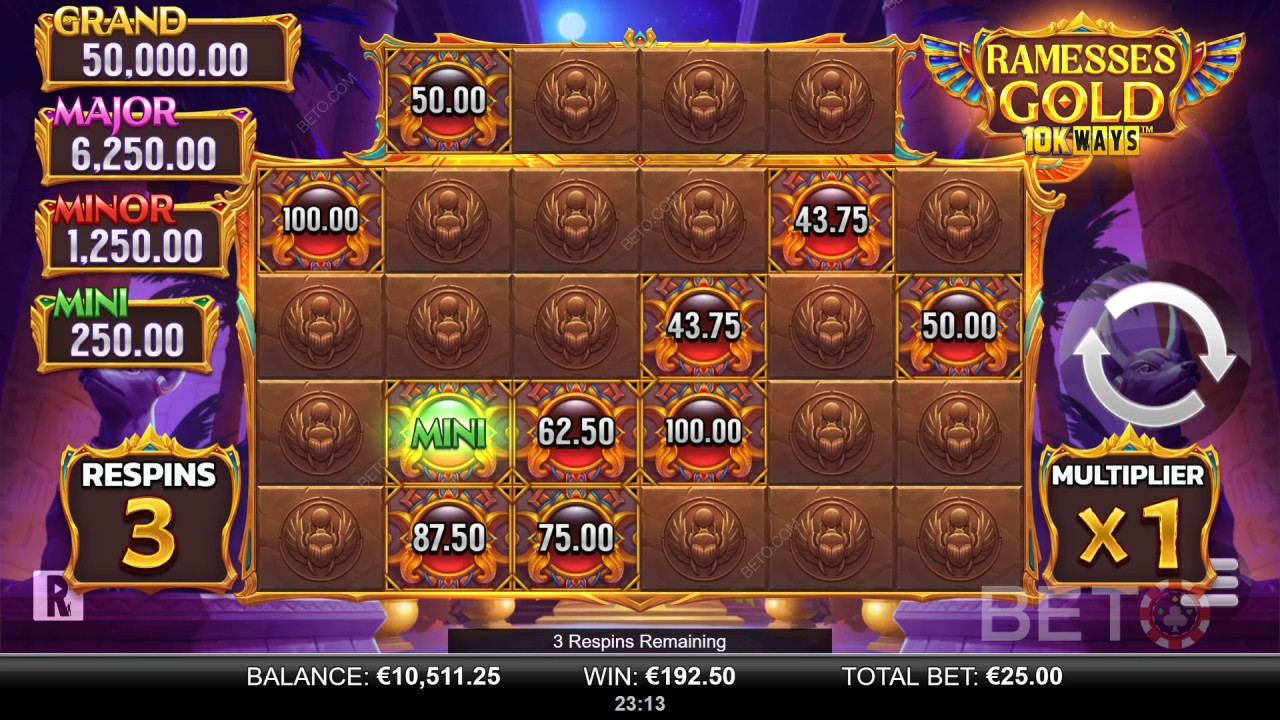 Vyhrajte 9 065x svou sázku ve výherním automatu Ramesses Gold 10K Ways!