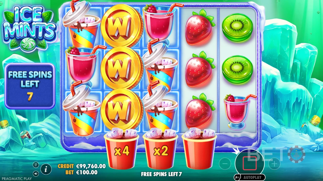Vysvětlení bonusových funkcí v aplikaci Ice Mints by Pragmatic Play