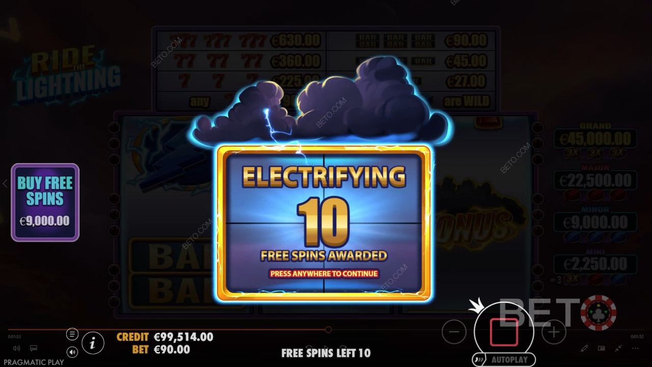 Vysvětlení bonusových funkcí ve hře Ride the Lightning by Pragmatic Play