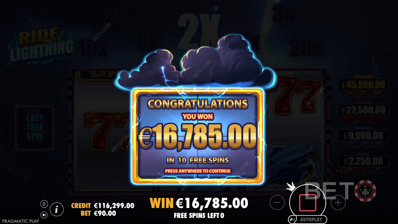 Vyhrajte 10 000x svou sázku ve hře Ride the Lightning Slot Online!