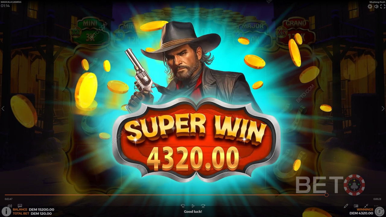 Vyhrajte 5 105x svou sázku v online automatu Mustang Rush!