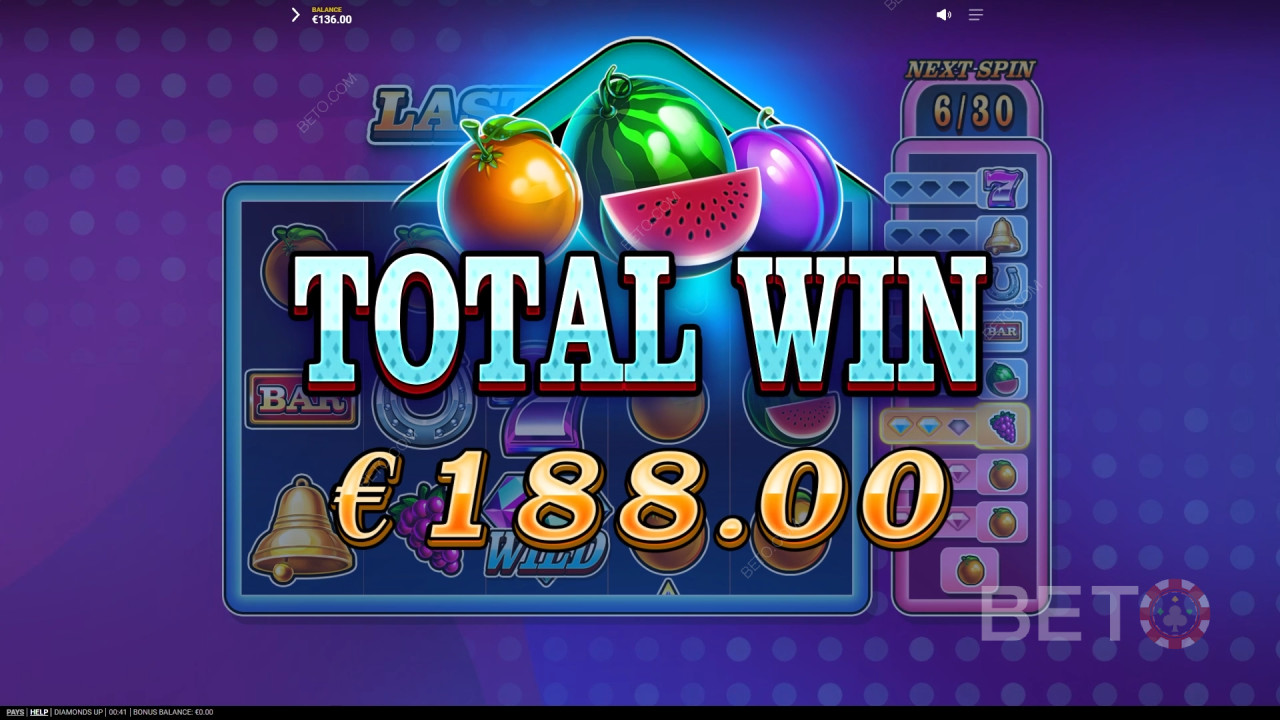 Vyhrajte 20 000x svou sázku ve video automatu Diamonds Up!