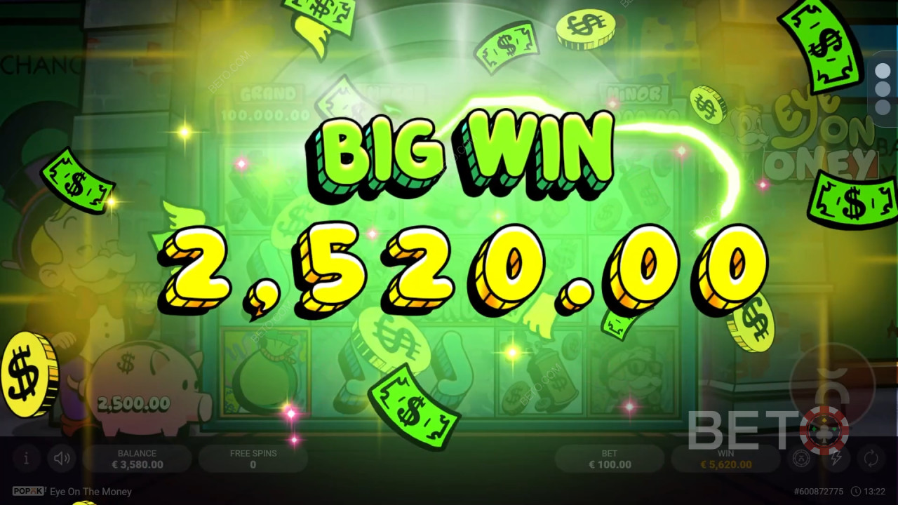 Vyhrajte 2 500x svou sázku ve hře Eye on the Money Slot Online!