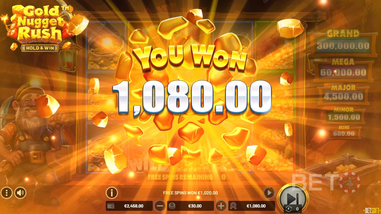 Vyhrajte 10 000x svou sázku v online automatu Gold Nugget Rush!