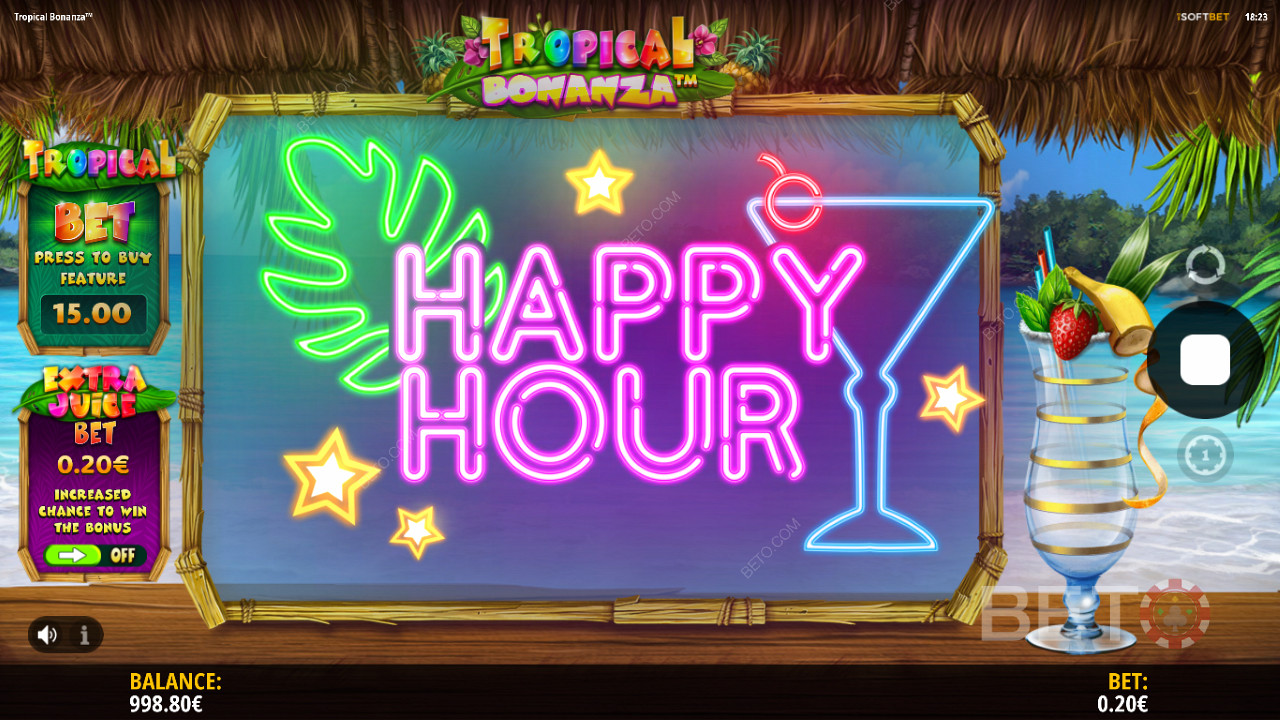 Modifikátory Happy Hour vám přinesou násobitele nebo pomohou spustit Free Spins.