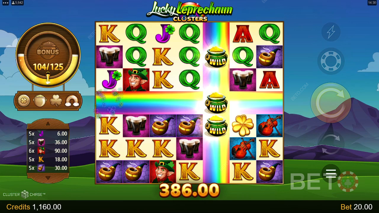 Vysvětlení bonusových funkcí v Lucky Leprechaun Clusters od Microgaming