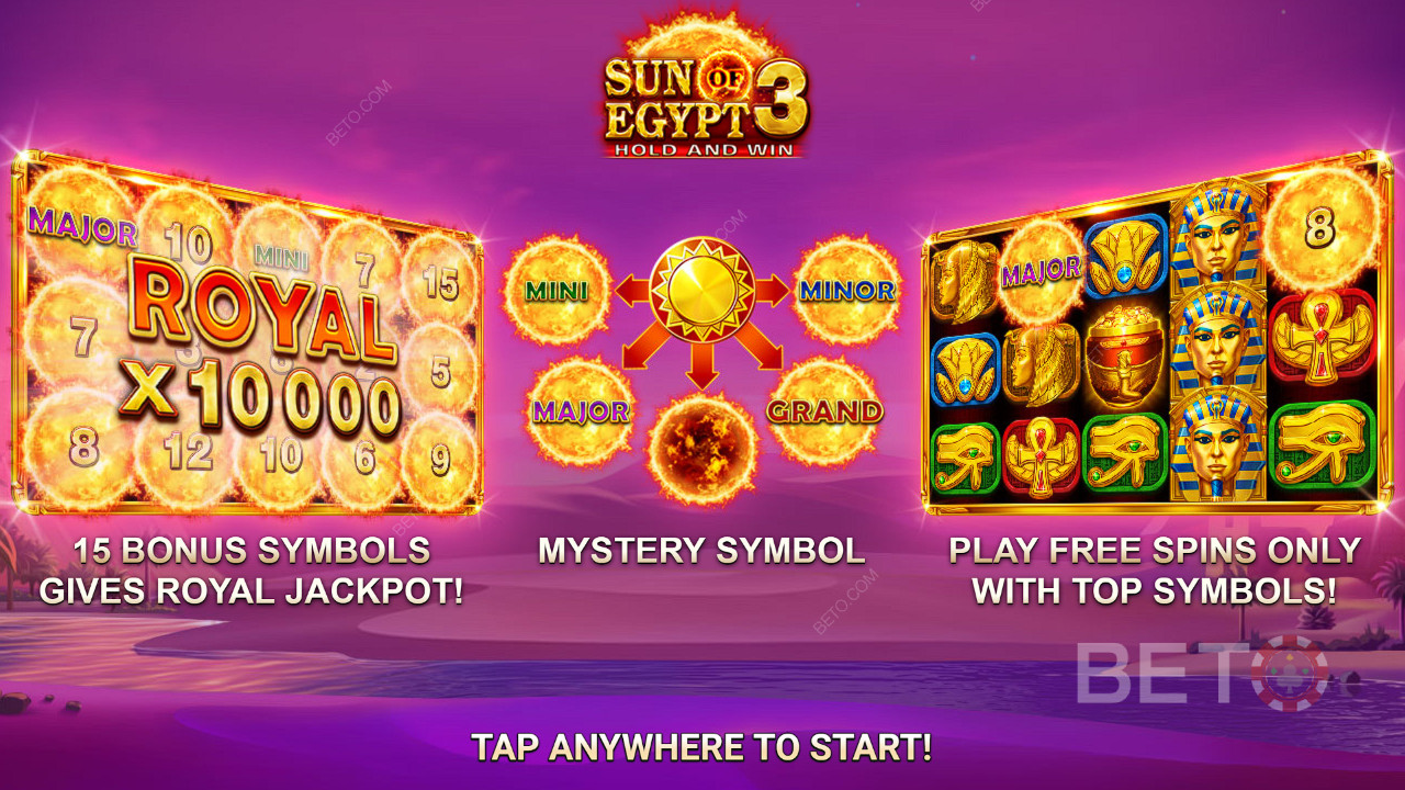 Vyhrajte 10 000x svou sázku ve hře Sun of Egypt 3 Slot Online!