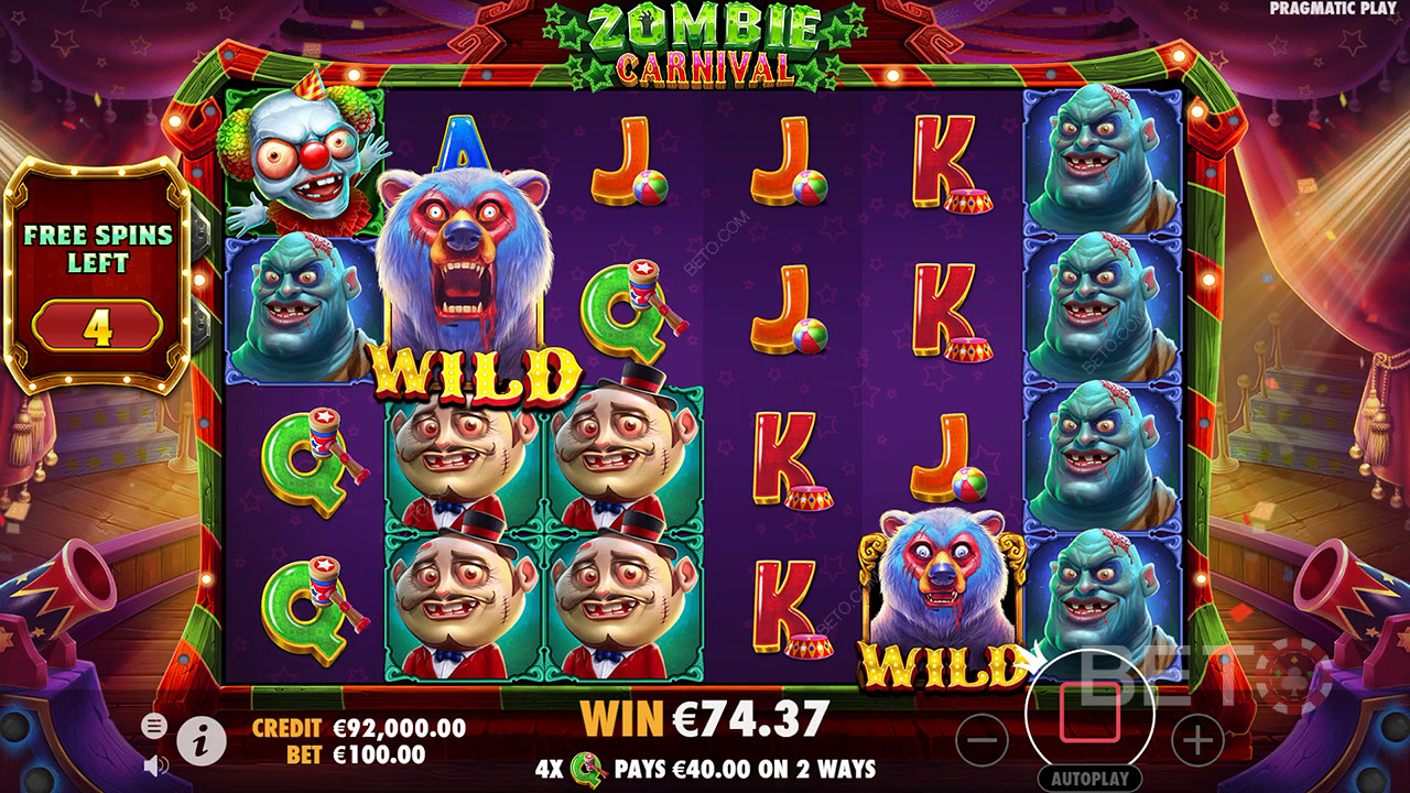 Užijte si Sticky Wilds v bezplatných roztočeních v online slotu Zombie Carnival