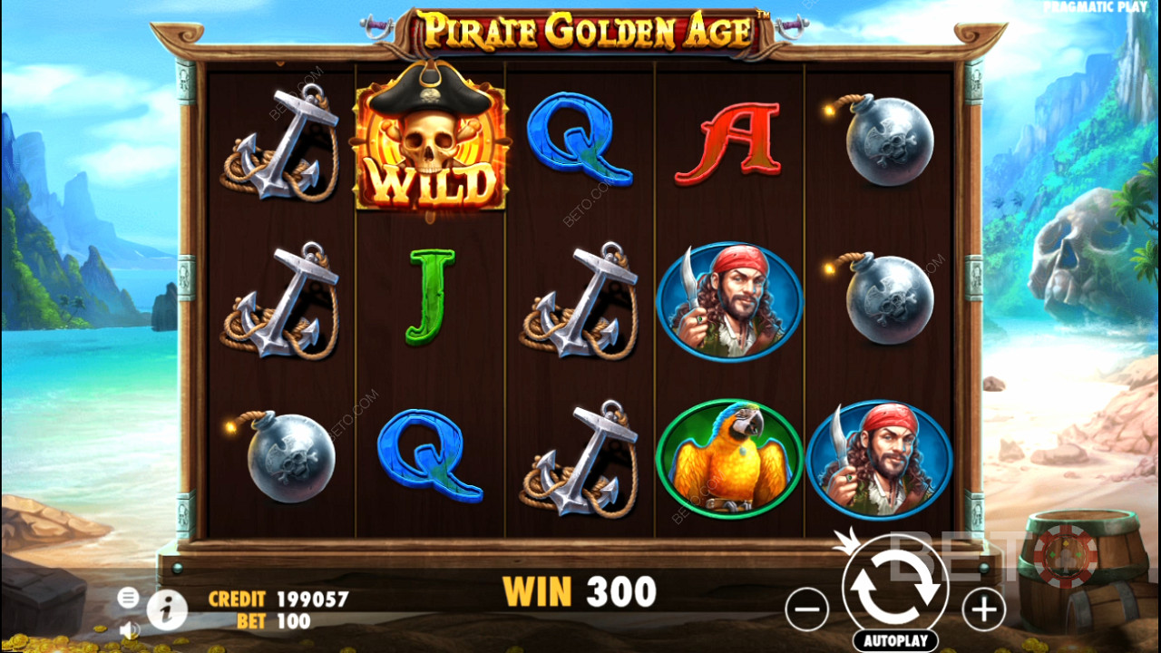 I běžné výherní symboly mohou ve slotu Pirate Golden Age přinést vysoké výhry.