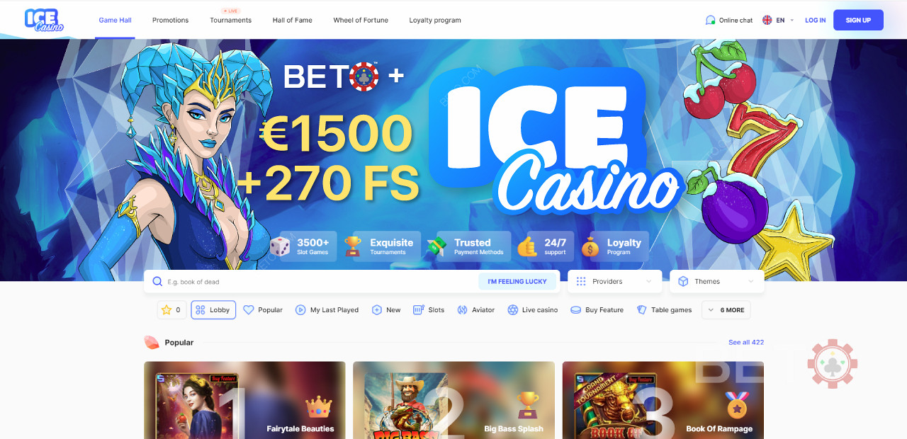 Navigace a rozhraní stránek kasina ICE je uživatelsky přívětivé