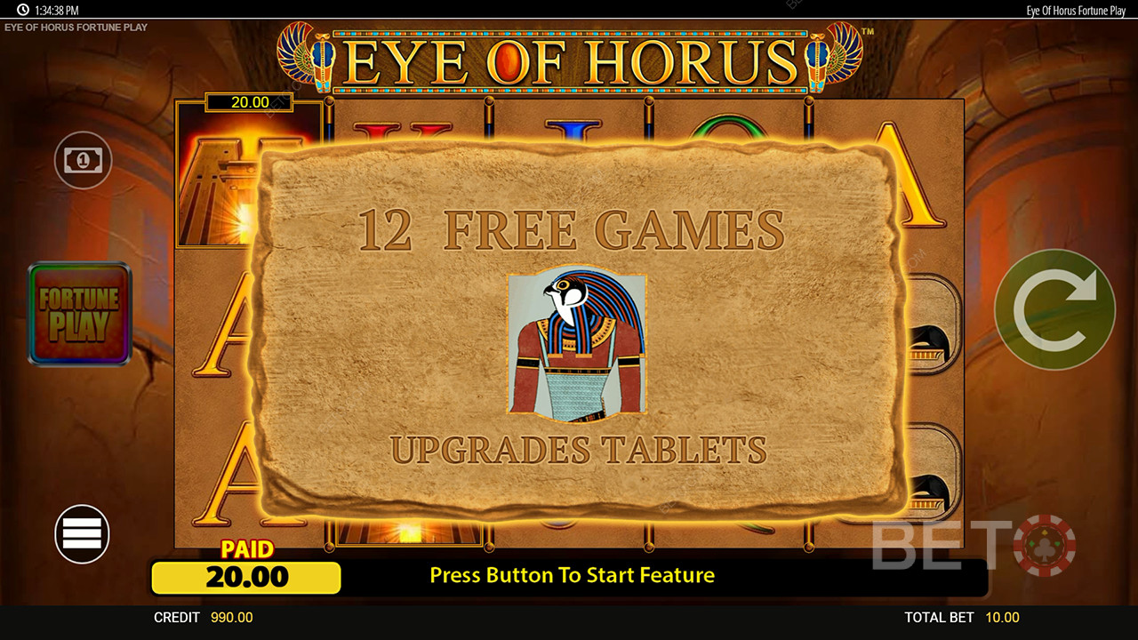 Bonusové funkce vysvětlené v Eye of Horus Fortune Play podle Blueprint