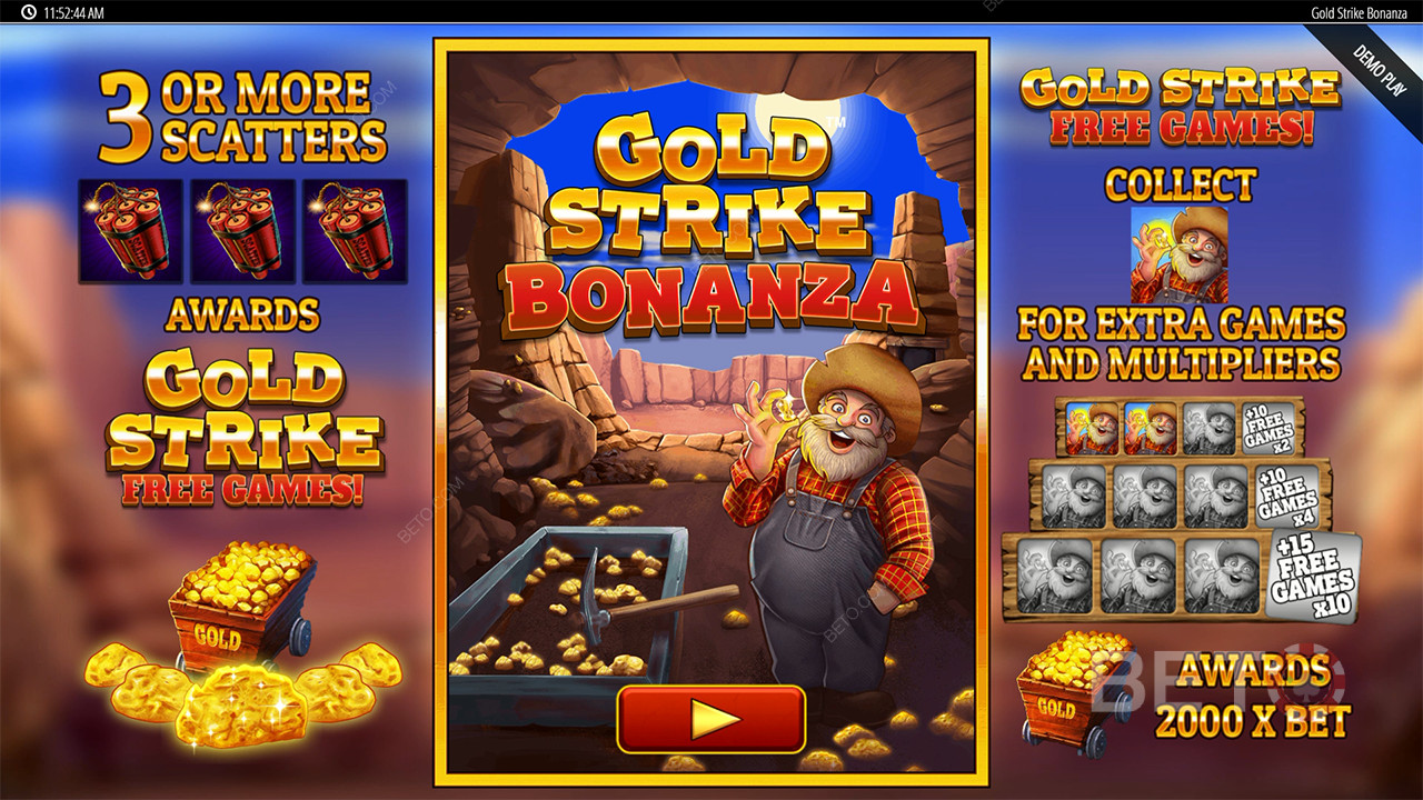 Vysvětlení bonusových funkcí v Gold Strike Bonanza Fortune Play by Blueprint