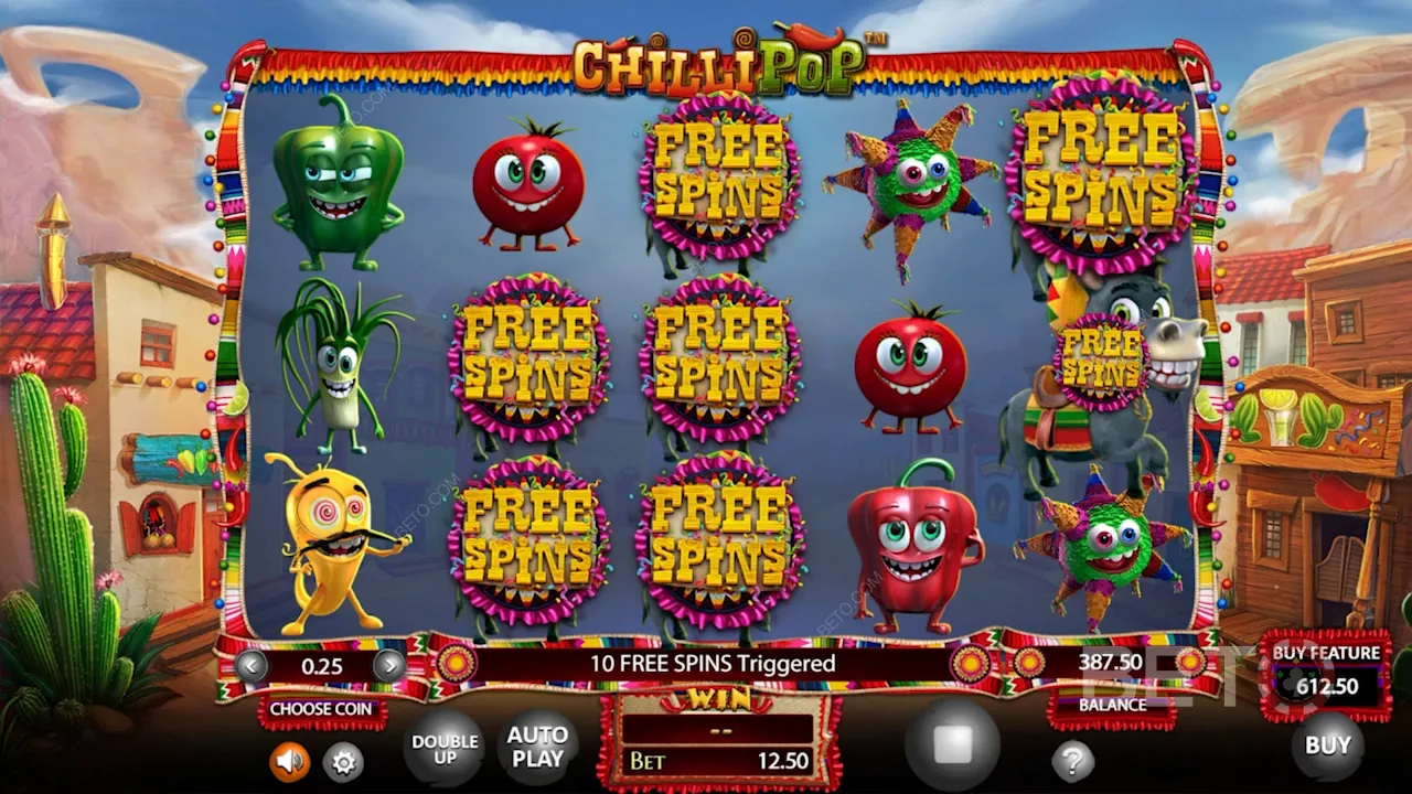 Ukázka hry ve video slotu ChilliPop s mexickou tématikou