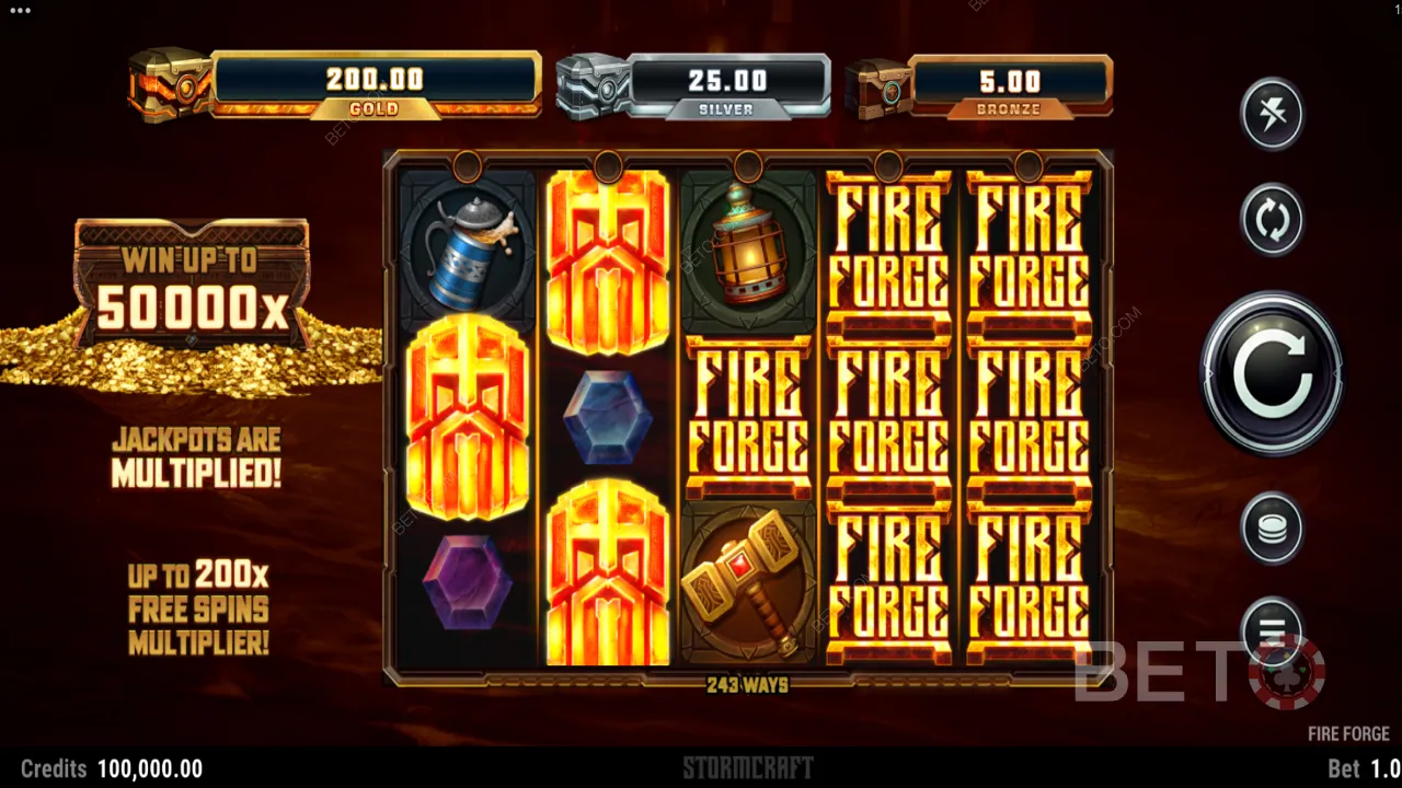 Vizuály Fire Forge jsou plné kovů a ohně.