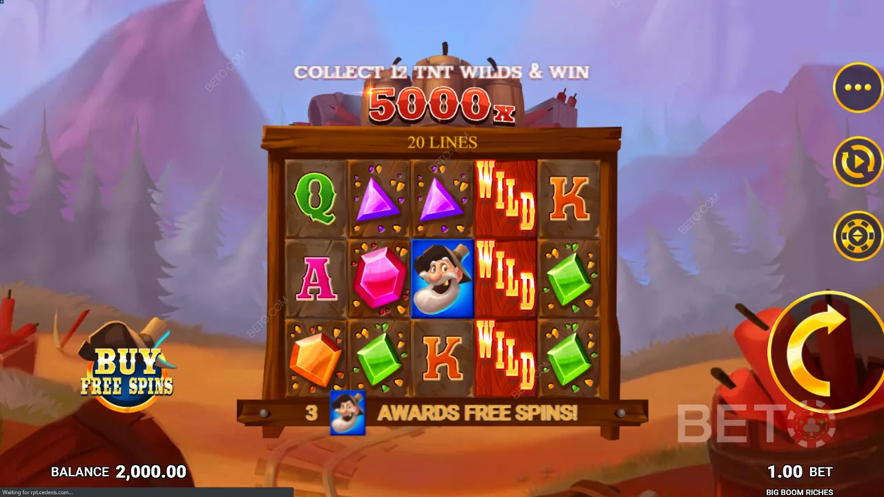 Ukázka hraní Big Boom Riches s ostrými animacemi