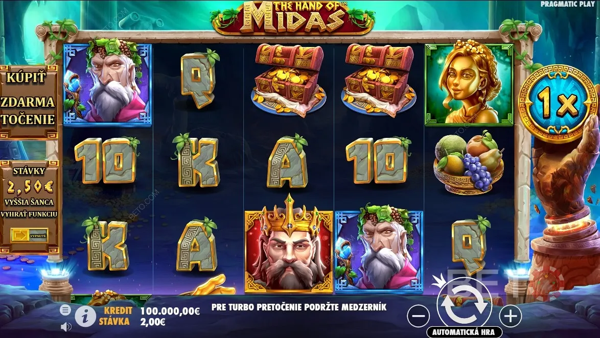 Hra online automatu Hand of Midas