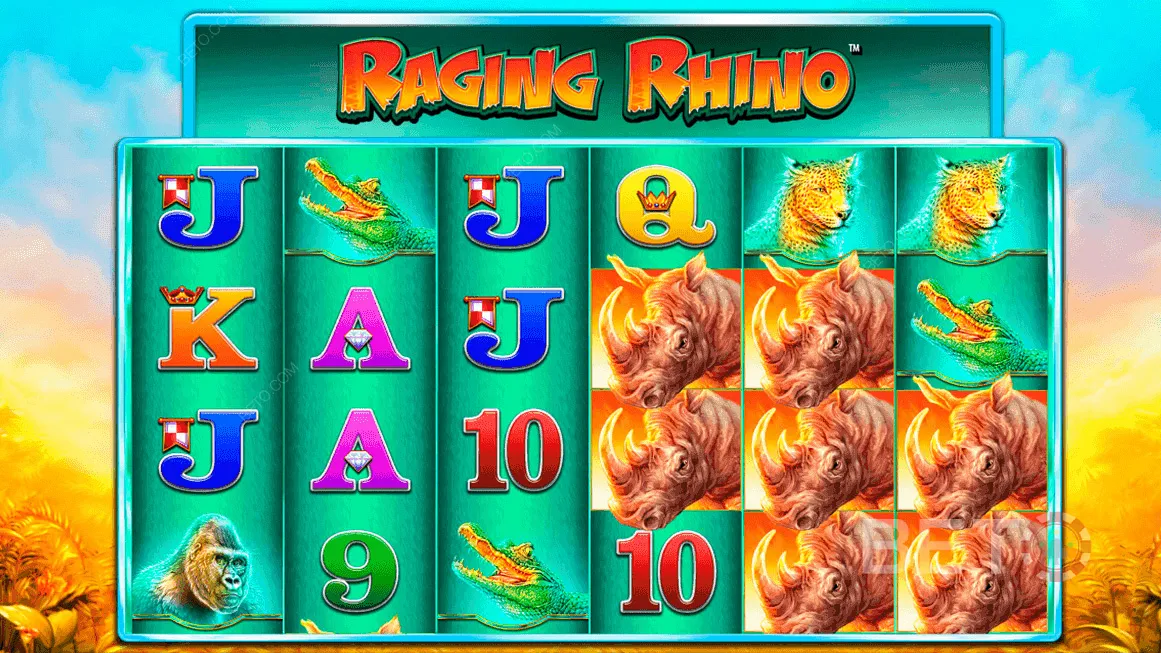 Výherní kombinace na válcích hry Raging Rhino